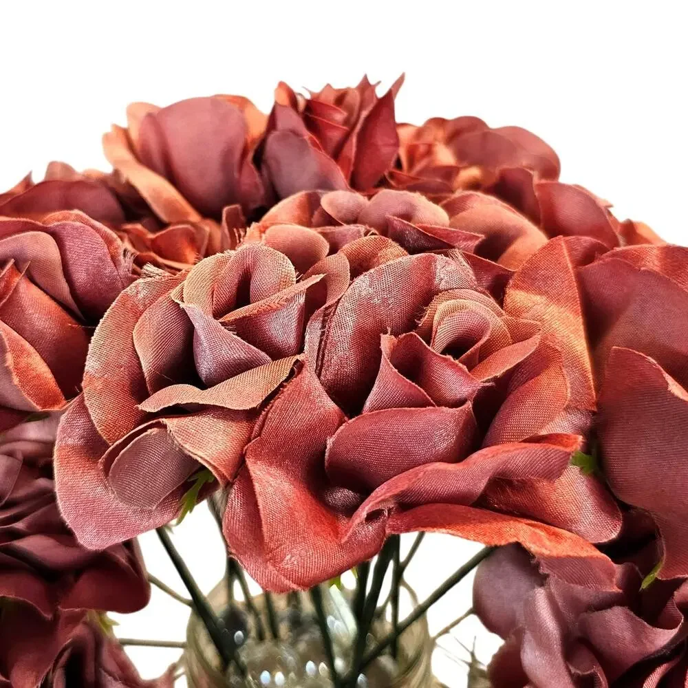 Mauve Pink Satin Open Rose Stems Artificial Flowers Wedding Craft 2.5
